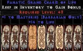 9 x Pack - Barbarian Combat Masteries w/ 10-20 Life GC