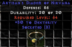 Artisan's Tiara/Diadem of Nirvana - 30 Dex/3 Socket