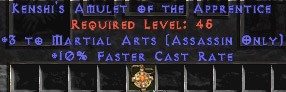 Assassin Amulet - 3 Martial Arts & 10% FCR