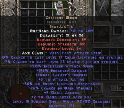 Crescent Moon Berserker Axe - 180-209% ED