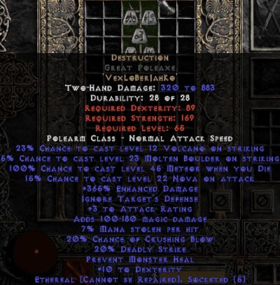 Destruction Great Poleaxe - Ethereal - 0-14% ED