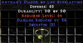 Artisan's Tiara/Diadem of Life Everlasting - 25 DR/3 Socket