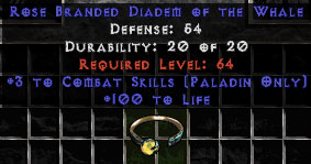 -+3 Paladin Combat Skills/100 Life Diadem/Tiara/Circlet - 0 Socket