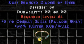 -+3 Paladin Combat Skills/30% FRW Diadem/Tiara/Circlet - 0 Socket