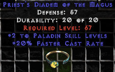 -+2 Paladin Skills/20% FCR Diadem/Tiara/Circlet - 0 Socket