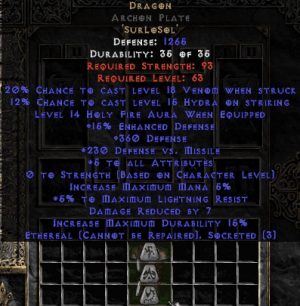 Dragon Archon Plate - Ethereal - 5 All Stats - Perfect