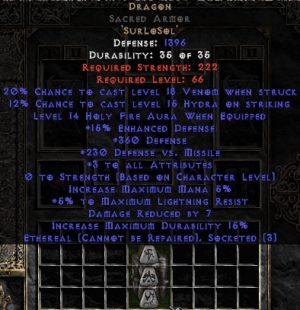 Dragon Sacred Armor - Ethereal - 3-4 All Stats