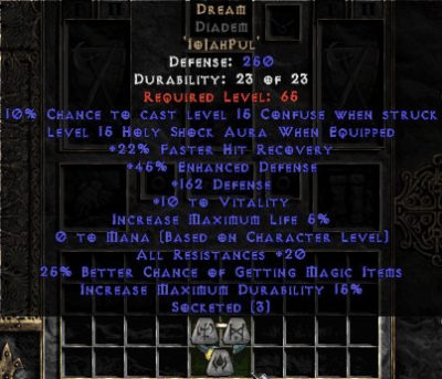 Dream Diadem - 20 Res/20-29% FHR/12-25% MF/150-220 Def