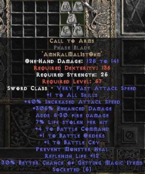 Call to Arms Phase Blade - +1-3 BO