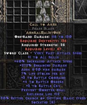 Call to Arms Phase Blade - +4-5 BO