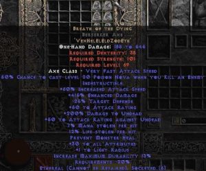 Breath of the Dying Berserker Axe - Ethereal - 415% ED & 12-14% LL