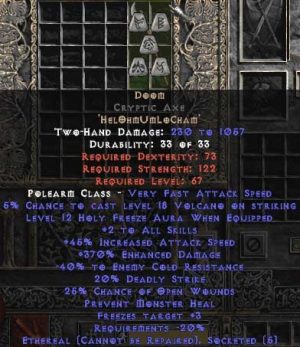 Doom Cryptic Axe - Ethereal - 370-384% ED