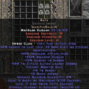 Oath Cryptic Sword - Ethereal - 210-299% ED