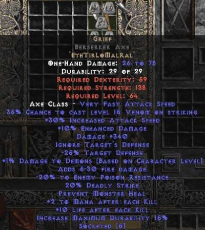 Grief Berserker Axe - 30-34% IAS & 340-369 Damage