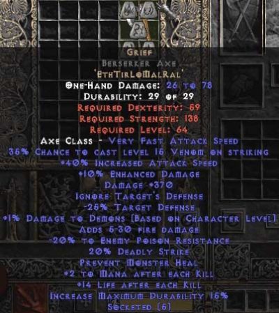 Grief Berserker Axe - 40% IAS & 360-389 Damage