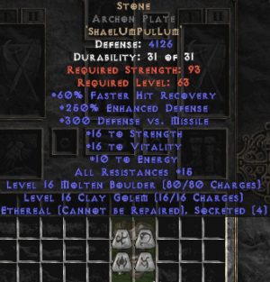 Stone Archon Plate - Eth Bugged - 250-269% ED