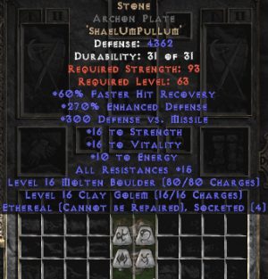 Stone Archon Plate - Eth Bugged - 270-289% ED