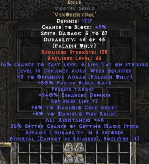 Exile Vortex Shield - Eth Bugged - 25-34 Res - 240-259% ED