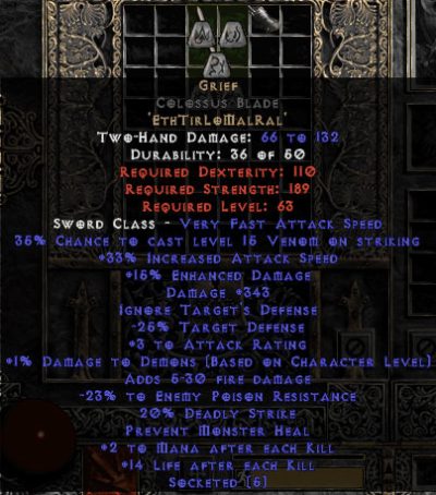 Grief Colossus Blade - 30-34% IAS & 340-369 Damage