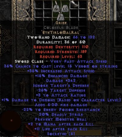 Grief Colossus Blade - 35-39% IAS & 340-369 Damage