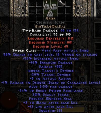 Grief Colossus Blade - 35-39% IAS & 370-399 Damage