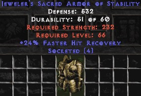 Jeweler's Sacred Armor of Stability - 24% FHR/4 Socket