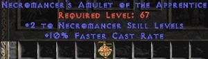 Necromancer Amulet - 2 All Necro Skills & 10% FCR