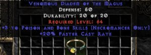 -+3 Necromancer P&B Skills/20% FCR Diadem/Tiara/Circlet - 0 Socket