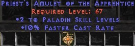 Paladin Amulet - 2 All Pal Skills & 10% FCR