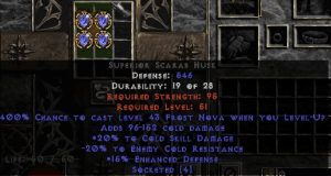 =+20/-20 Cold Facet Level-Up Scarab Husk