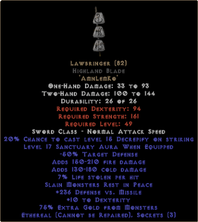 Lawbringer Highland Blade - Ethereal - 16-17 Sanctuary & 200-249 DvM - Image 2