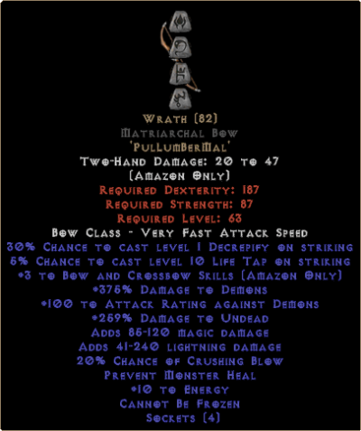 Wrath Matriarchal Bow - 3 B&C - 250-299% EDU - Image 2