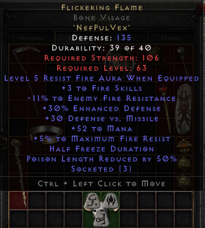 Flickering Flame Bone Visage - 4-7 Aura - 15 Fire Res - Image 2